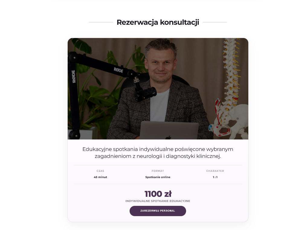 Sekcja konsultacji na stronie Synapse